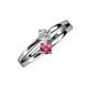3 - Ria 4.00 mm Round Pink Tourmaline and Diamond Split Shank 2 Stone Engagement Ring 