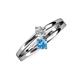 3 - Ria 4.00 mm Round Blue Topaz and Diamond Split Shank 2 Stone Engagement Ring 