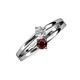 3 - Ria 4.00 mm Round Red Garnet and Diamond Split Shank 2 Stone Engagement Ring 