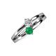 3 - Ria 4.00 mm Round Emerald and Diamond Split Shank 2 Stone Engagement Ring 