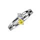 3 - Ria 4.00 mm Round Yellow Sapphire and Diamond Split Shank 2 Stone Engagement Ring 