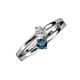 3 - Ria 4.00 mm Round Blue and White Diamond Split Shank 2 Stone Engagement Ring 