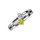 3 - Ria 4.00 mm Round Yellow and White Diamond Split Shank 2 Stone Engagement Ring 