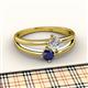 2 - Ria 4.00 mm Round Blue Sapphire and Diamond Split Shank 2 Stone Engagement Ring 