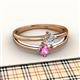 2 - Ria 4.00 mm Round Pink Sapphire and Diamond Split Shank 2 Stone Engagement Ring 