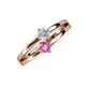 3 - Ria 4.00 mm Round Pink Sapphire and Diamond Split Shank 2 Stone Engagement Ring 