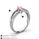 4 - Ria 4.00 mm Round Pink Sapphire and Diamond Split Shank 2 Stone Engagement Ring 