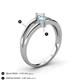 4 - Ria 4.00 mm Round Aquamarine and Diamond Split Shank 2 Stone Engagement Ring 
