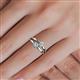 5 - Ria 4.00 mm Round Aquamarine and Diamond Split Shank 2 Stone Engagement Ring 