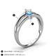 4 - Ria 4.00 mm Round Blue Topaz and Diamond Split Shank 2 Stone Engagement Ring 