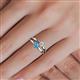 5 - Ria 4.00 mm Round Blue Topaz and Diamond Split Shank 2 Stone Engagement Ring 