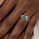 6 - Ria 4.00 mm Round Emerald and Diamond Split Shank 2 Stone Engagement Ring 