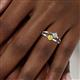 6 - Ria 4.00 mm Round Yellow Sapphire and Diamond Split Shank 2 Stone Engagement Ring 