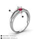 4 - Ria 4.00 mm Round Ruby and Diamond Split Shank 2 Stone Engagement Ring 
