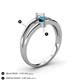 4 - Ria 4.00 mm Round Blue and White Diamond Split Shank 2 Stone Engagement Ring 