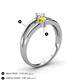 4 - Ria 4.00 mm Round Yellow and White Diamond Split Shank 2 Stone Engagement Ring 