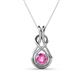 1 - Amanda 5.00 mm Round Pink Sapphire Solitaire Infinity Love Knot Pendant Necklace 