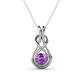 1 - Amanda 5.00 mm Round Amethyst Solitaire Infinity Love Knot Pendant Necklace 
