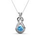 1 - Amanda 5.00 mm Round Blue Topaz Solitaire Infinity Love Knot Pendant Necklace 