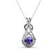 1 - Amanda 5.00 mm Round Iolite Solitaire Infinity Love Knot Pendant Necklace 