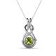 1 - Amanda 5.00 mm Round Peridot Solitaire Infinity Love Knot Pendant Necklace 