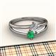 2 - Ria 4.00 mm Round Emerald and Lab Grown Diamond Split Shank 2 Stone Engagement Ring 