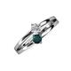 3 - Ria 4.00 mm Round London Blue Topaz and Lab Grown Diamond Split Shank 2 Stone Engagement Ring 