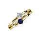 3 - Ria 4.00 mm Round Blue Sapphire and Lab Grown Diamond Split Shank 2 Stone Engagement Ring 