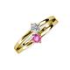 3 - Ria 4.00 mm Round Pink Sapphire and Lab Grown Diamond Split Shank 2 Stone Engagement Ring 
