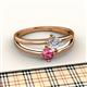 2 - Ria 4.00 mm Round Pink Tourmaline and Lab Grown Diamond Split Shank 2 Stone Engagement Ring 