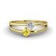 1 - Ria 4.00 mm Round Yellow Sapphire and Lab Grown Diamond Split Shank 2 Stone Engagement Ring 