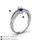 4 - Ria 4.00 mm Round Blue Sapphire and Lab Grown Diamond Split Shank 2 Stone Engagement Ring 
