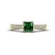1 - Serina Classic Princess Cut Lab Created Emerald and Round Lab Grown Diamond 3 Row Micro Pave Shank Engagement Ring 