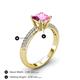 4 - Serina Classic Princess Cut Lab Created Pink Sapphire and Round Lab Grown Diamond 3 Row Micro Pave Shank Engagement Ring 