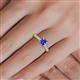 5 - Serina Classic Princess Cut Tanzanite and Round Lab Grown Diamond 3 Row Micro Pave Shank Engagement Ring 