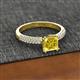 2 - Serina Classic Princess Cut Lab Created Yellow Sapphire and Round Lab Grown Diamond 3 Row Micro Pave Shank Engagement Ring 