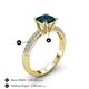 4 - Serina Classic Princess Cut London Blue Topaz and Round Lab Grown Diamond 3 Row Micro Pave Shank Engagement Ring 