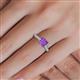 5 - Serina Classic Princess Cut Amethyst and Round Lab Grown Diamond 3 Row Micro Pave Shank Engagement Ring 