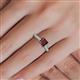 5 - Serina Classic Princess Cut Red Garnet and Round Lab Grown Diamond 3 Row Micro Pave Shank Engagement Ring 
