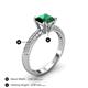 4 - Serina Classic Princess Cut Lab Created Emerald and Round Lab Grown Diamond 3 Row Micro Pave Shank Engagement Ring 