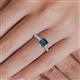 5 - Serina Classic Princess Cut London Blue Topaz and Round Lab Grown Diamond 3 Row Micro Pave Shank Engagement Ring 