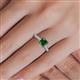 5 - Serina Classic Princess Cut Lab Created Emerald and Round Lab Grown Diamond 3 Row Micro Pave Shank Engagement Ring 