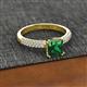 2 - Serina Classic Princess Cut Lab Created Emerald and Round Lab Grown Diamond 3 Row Micro Pave Shank Engagement Ring 