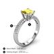 4 - Serina Classic Princess Cut Lab Created Yellow Sapphire and Round Lab Grown Diamond 3 Row Micro Pave Shank Engagement Ring 
