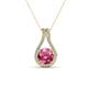 1 - Lauren 6.50 mm Round Pink Tourmaline and Diamond Accent Teardrop Pendant Necklace 