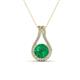 1 - Lauren 6.00 mm Round Emerald and Diamond Accent Teardrop Pendant Necklace 
