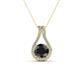 1 - Lauren 6.00 mm Round Black Diamond and White Diamond Accent Teardrop Pendant Necklace 