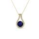 1 - Lauren 5.00 mm Round Blue Sapphire and Diamond Accent Teardrop Pendant Necklace 