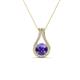 1 - Lauren 5.00 mm Round Iolite and Diamond Accent Teardrop Pendant Necklace 