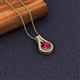 2 - Lauren 6.00 mm Round Ruby and Diamond Accent Teardrop Pendant Necklace 